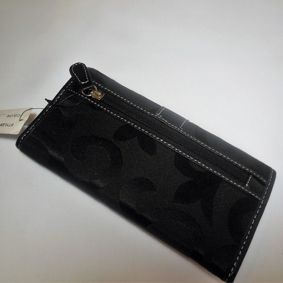 Wallet Black Textile Trifold with checkbook - Picture 3 of 6